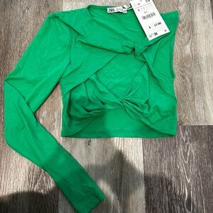 NWT Zara green cutout crop top